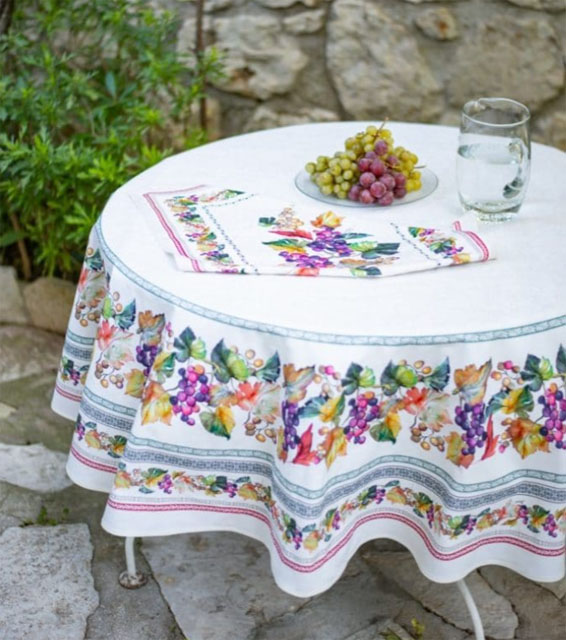 French Round Tablecloth coated or cotton Raisin raw - Click Image to Close